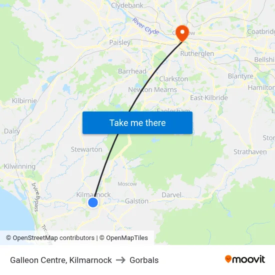 Galleon Centre, Kilmarnock to Gorbals map