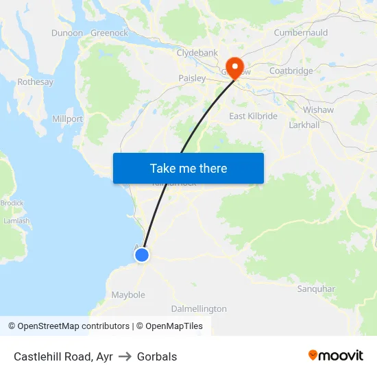 Castlehill Road, Ayr to Gorbals map