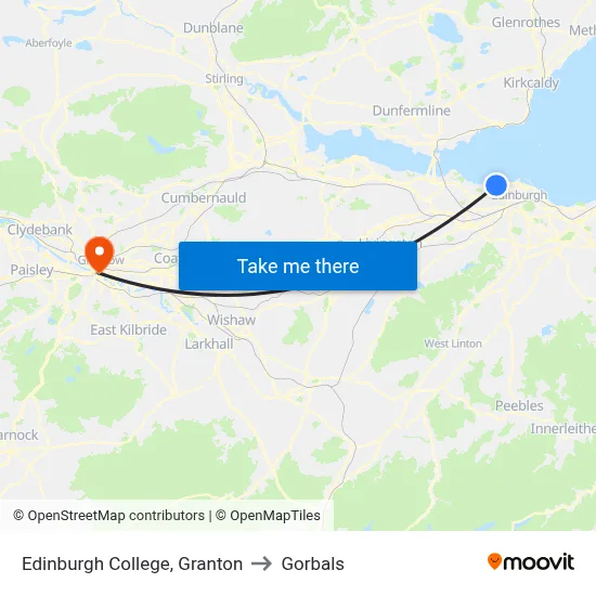 Edinburgh College, Granton to Gorbals map