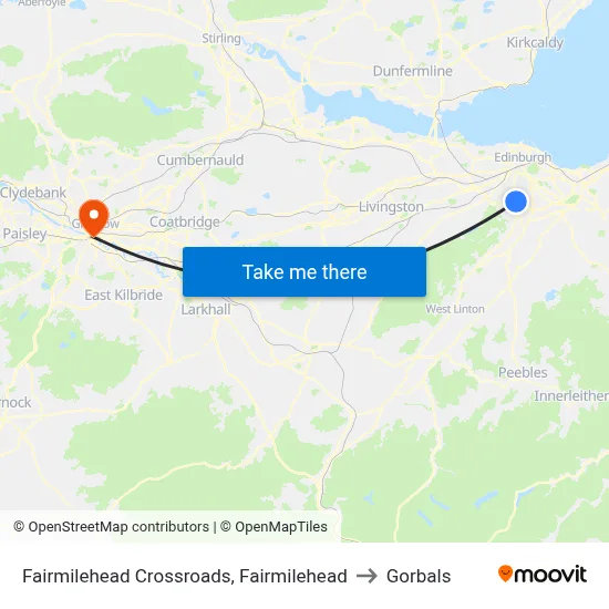 Fairmilehead Crossroads, Fairmilehead to Gorbals map