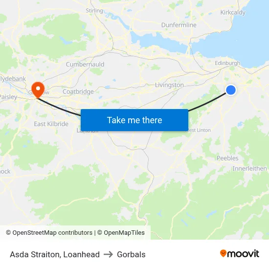 Asda Straiton, Loanhead to Gorbals map