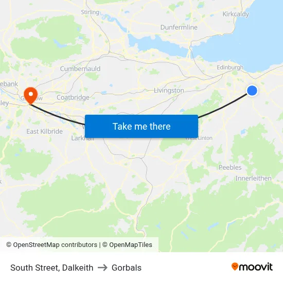 South Street, Dalkeith to Gorbals map