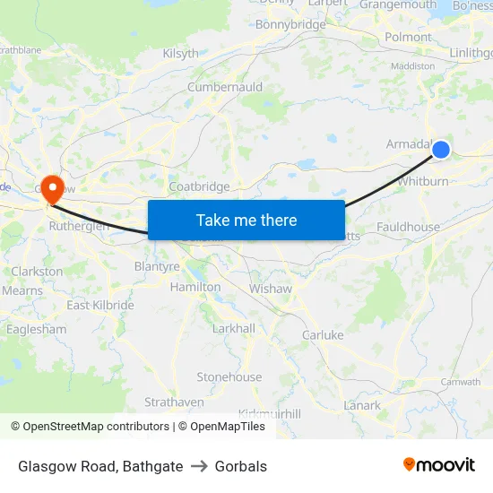 Glasgow Road, Bathgate to Gorbals map