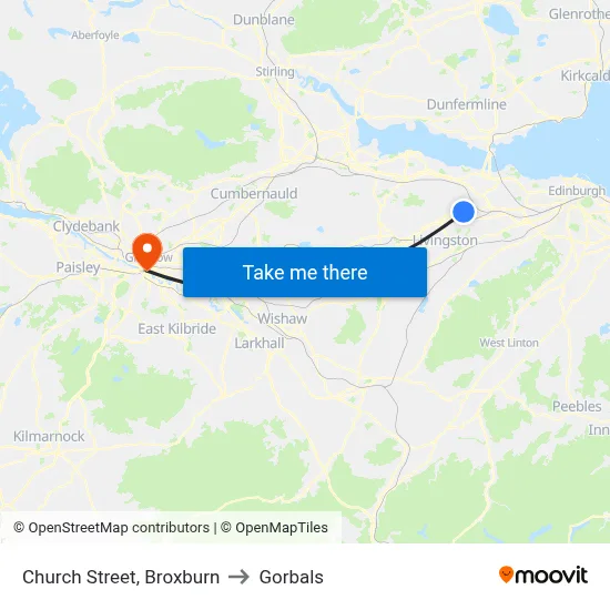 Church Street, Broxburn to Gorbals map