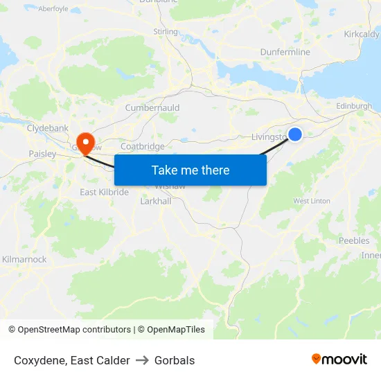 Coxydene, East Calder to Gorbals map