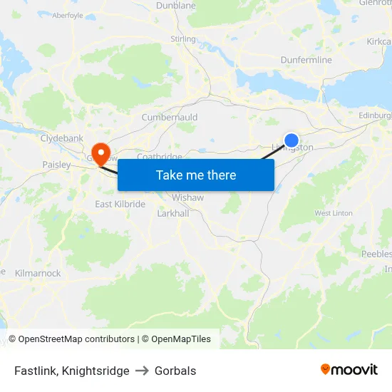 Fastlink, Knightsridge to Gorbals map
