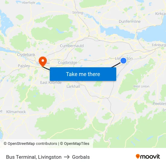 Bus Terminal, Livingston to Gorbals map