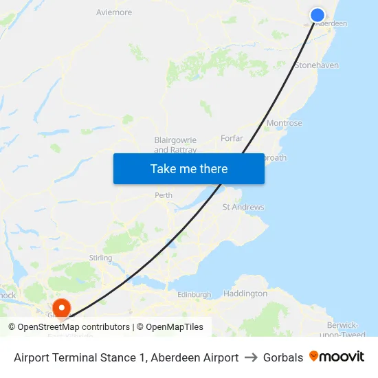 Airport Terminal Stance 1, Aberdeen Airport to Gorbals map