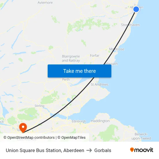 Union Square Bus Station, Aberdeen to Gorbals map