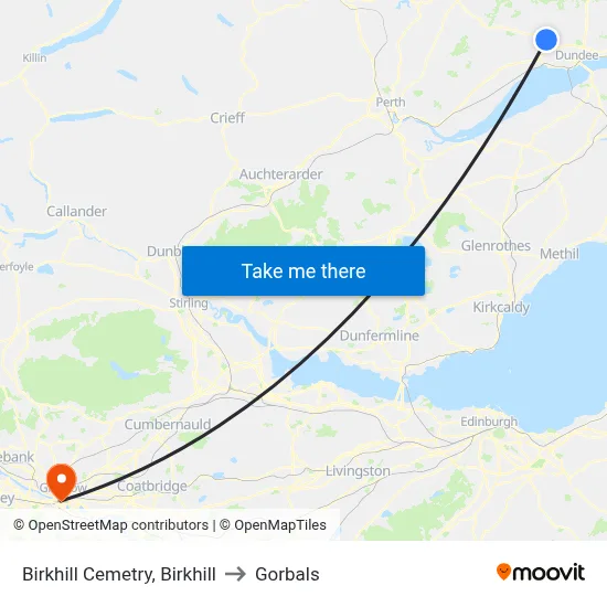 Birkhill Cemetry, Birkhill to Gorbals map