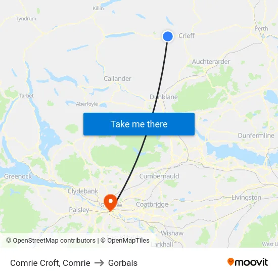 Comrie Croft, Comrie to Gorbals map
