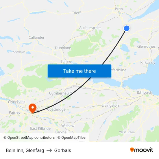 Bein Inn, Glenfarg to Gorbals map