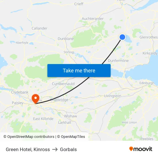 Green Hotel, Kinross to Gorbals map