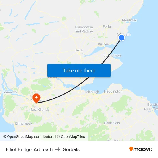 Elliot Bridge, Arbroath to Gorbals map