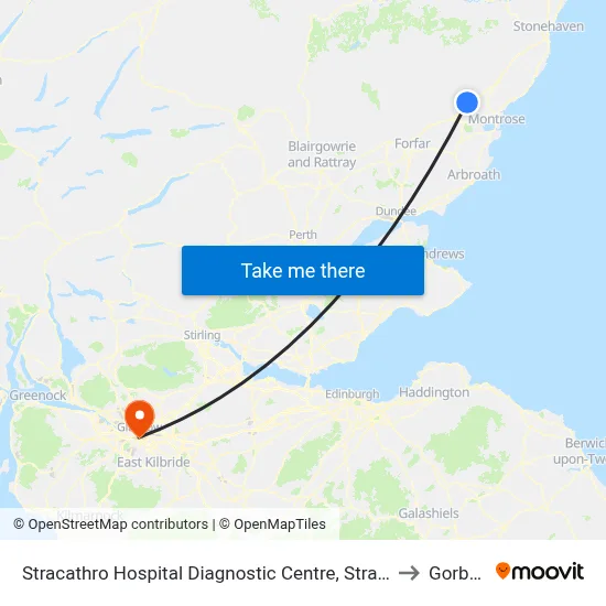 Stracathro Hospital Diagnostic Centre, Stracathro to Gorbals map