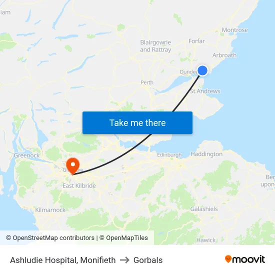 Ashludie Hospital, Monifieth to Gorbals map