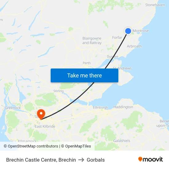 Brechin Castle Centre, Brechin to Gorbals map