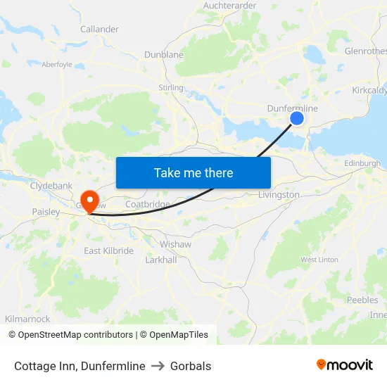 Cottage Inn, Dunfermline to Gorbals map