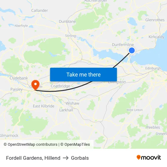 Fordell Gardens, Hillend to Gorbals map