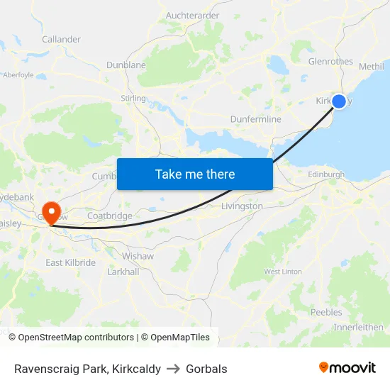 Ravenscraig Park, Kirkcaldy to Gorbals map