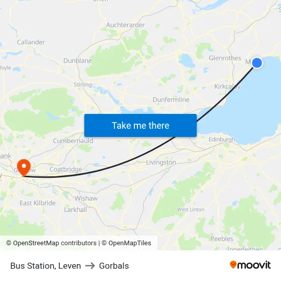 Bus Station, Leven to Gorbals map