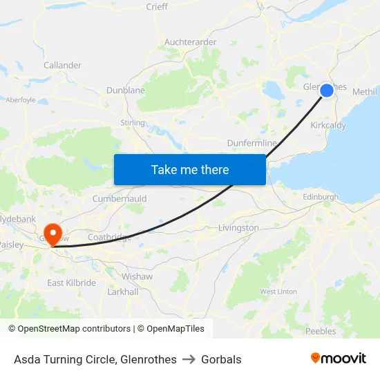 Asda Turning Circle, Glenrothes to Gorbals map