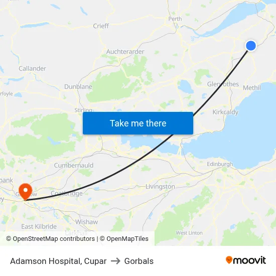 Adamson Hospital, Cupar to Gorbals map