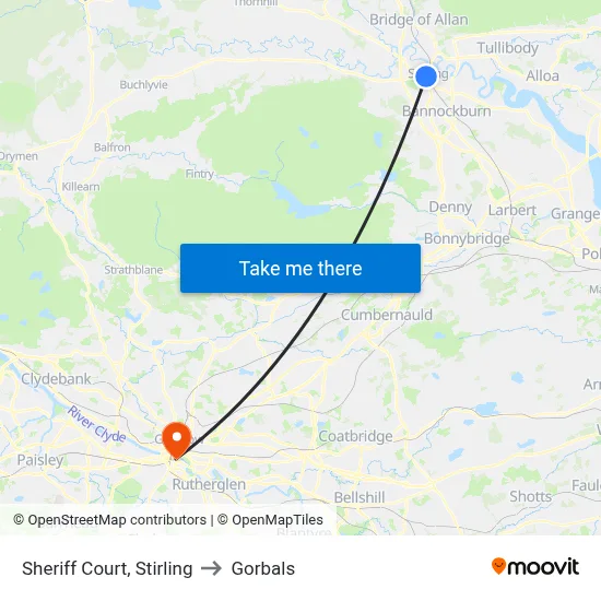 Sheriff Court, Stirling to Gorbals map