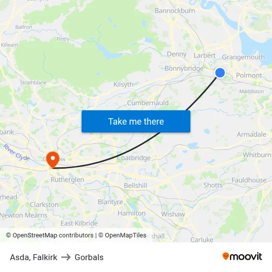 Asda, Falkirk to Gorbals map