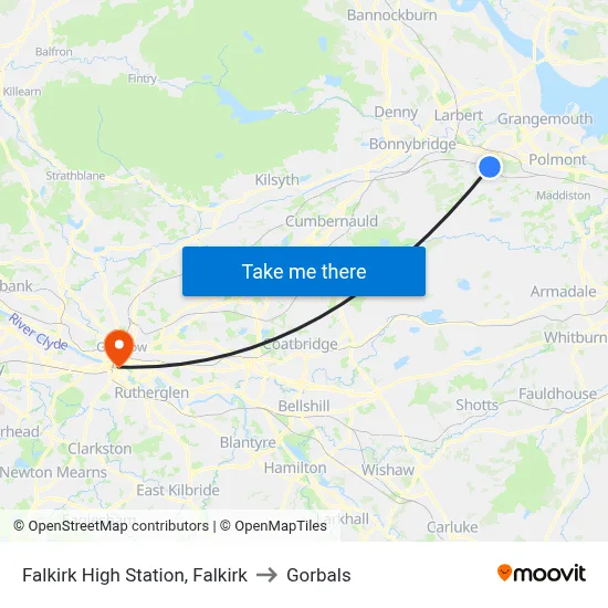 Falkirk High Station, Falkirk to Gorbals map