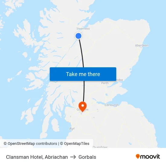 Clansman Hotel, Abriachan to Gorbals map