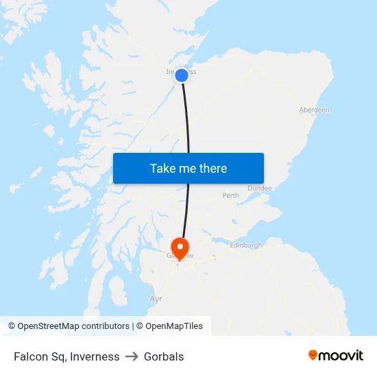 Falcon Sq, Inverness to Gorbals map