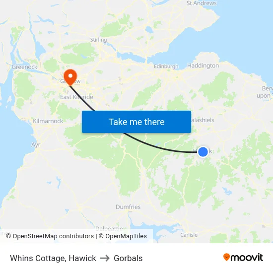 Whins Cottage, Hawick to Gorbals map