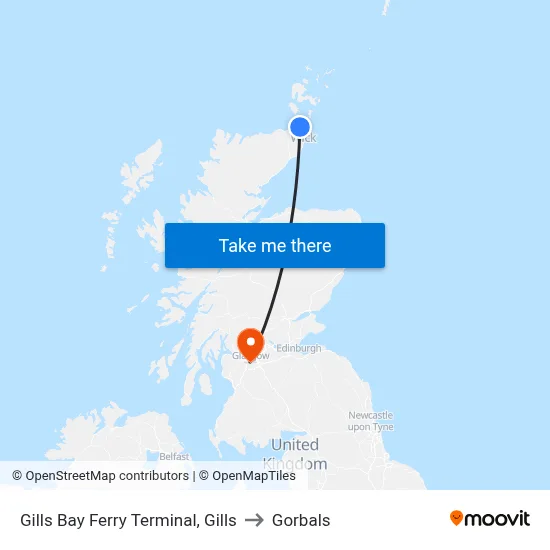 Gills Bay Ferry Terminal, Gills to Gorbals map
