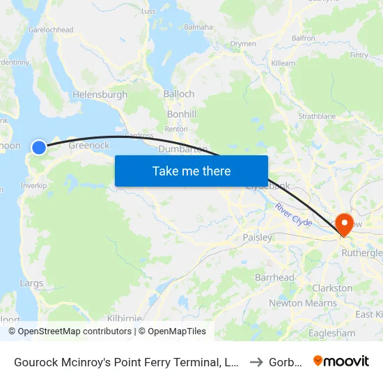Gourock Mcinroy's Point Ferry Terminal, Levan to Gorbals map