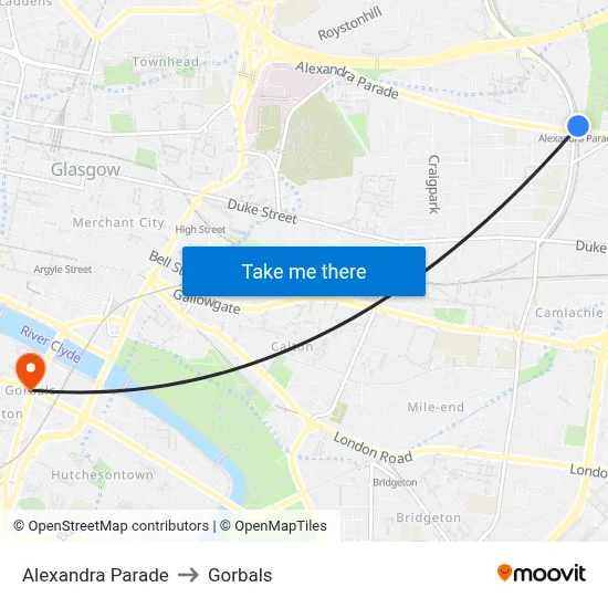 Alexandra Parade to Gorbals map