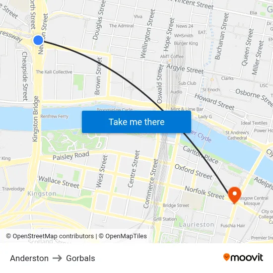 Anderston to Gorbals map