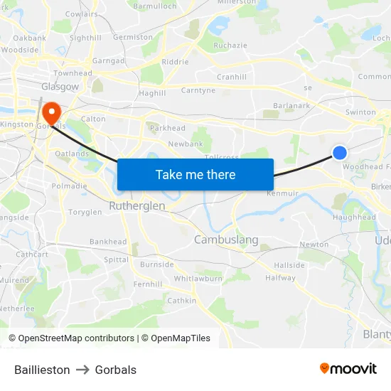 Baillieston to Gorbals map