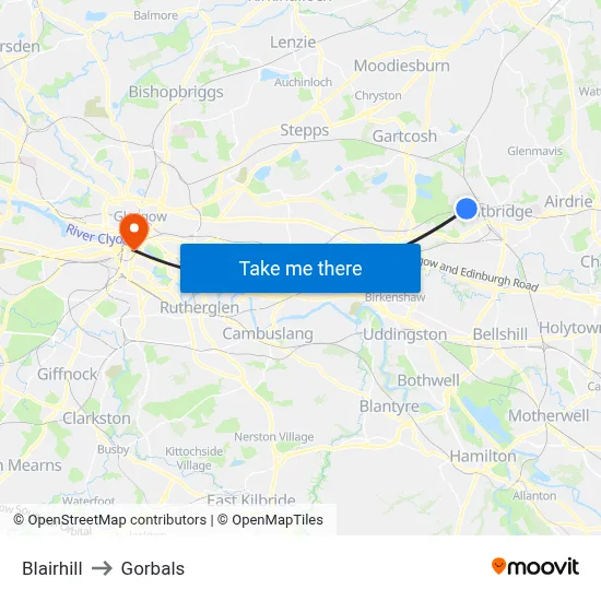 Blairhill to Gorbals map
