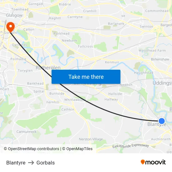 Blantyre to Gorbals map