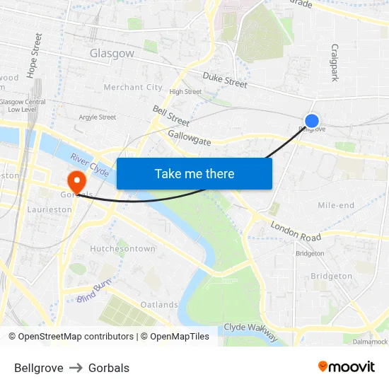Bellgrove to Gorbals map