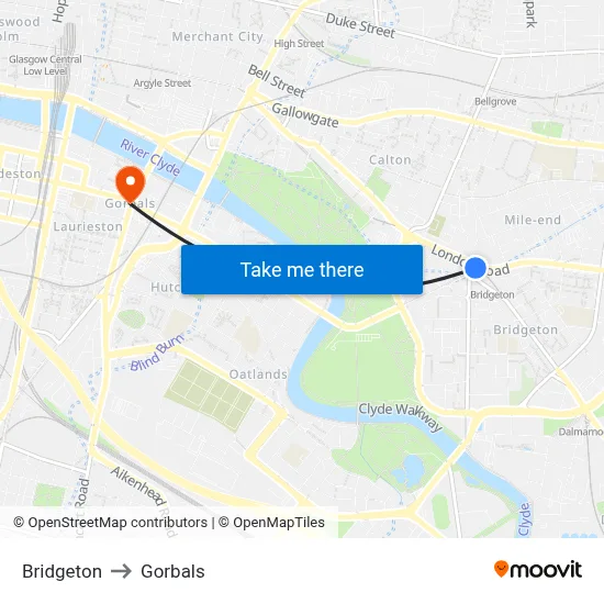 Bridgeton to Gorbals map