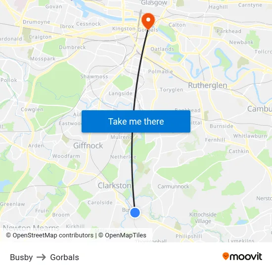 Busby to Gorbals map