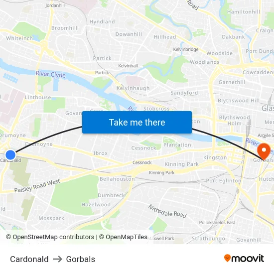 Cardonald to Gorbals map