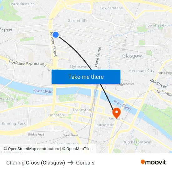 Charing Cross (Glasgow) to Gorbals map