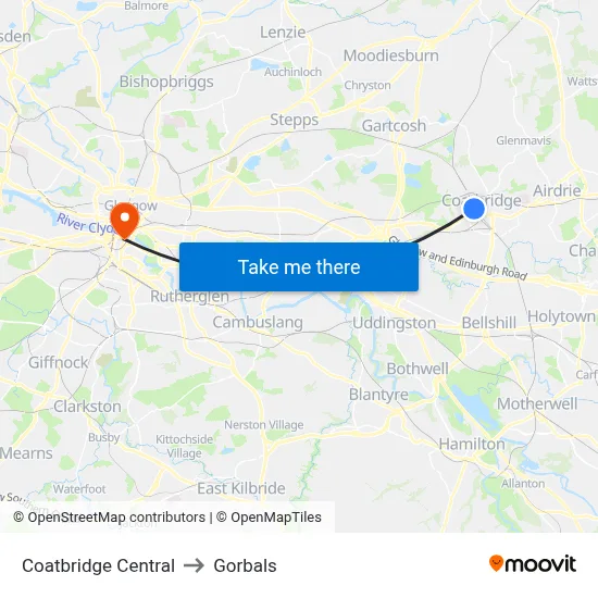 Coatbridge Central to Gorbals map