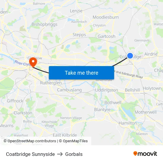 Coatbridge Sunnyside to Gorbals map