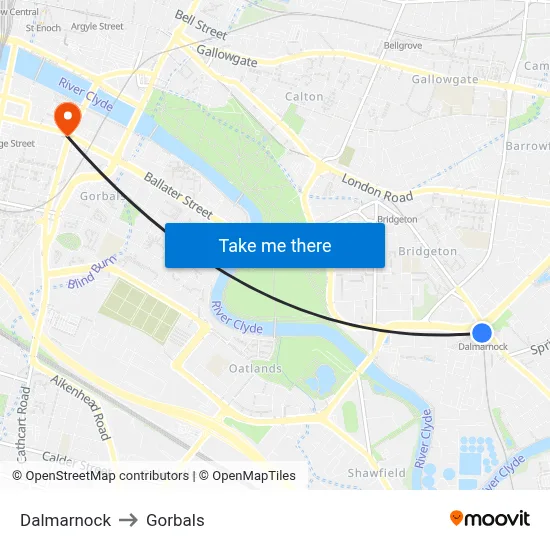 Dalmarnock to Gorbals map
