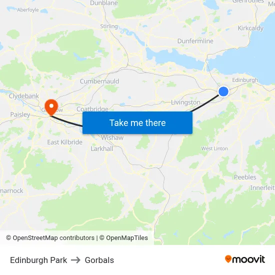 Edinburgh Park to Gorbals map