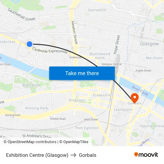 Exhibition Centre (Glasgow) to Gorbals map